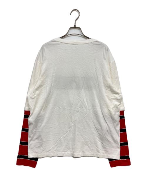 CELINE（セリーヌ）CELINE (セリーヌ) Loose T-Shirt in Cotton Jersey /ルーズ長袖Tシャツ RX077671Q.FZT4 ホワイト×レッド サイズ:SIZE Lの古着・服飾アイテム