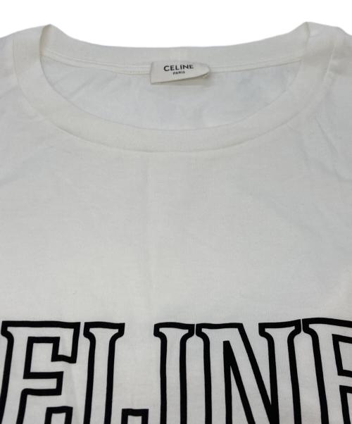 CELINE（セリーヌ）CELINE (セリーヌ) Loose T-Shirt in Cotton Jersey /ルーズ長袖Tシャツ RX077671Q.FZT4 ホワイト×レッド サイズ:SIZE Lの古着・服飾アイテム