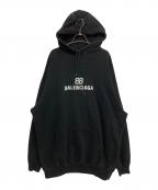 BALENCIAGAバレンシアガ）の古着「BB PIXEL HOODIE/ピクセルBBロゴ 裏起毛 スウェットプルオーバーパーカー TS49 578135」｜ブラック