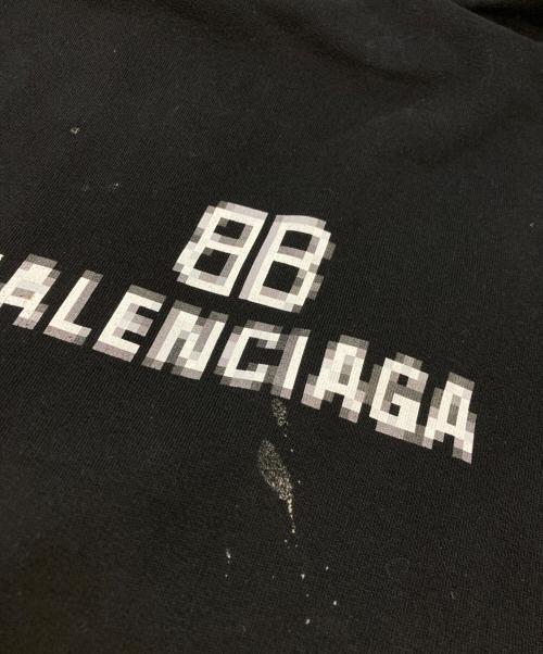 BALENCIAGA（バレンシアガ）BALENCIAGA (バレンシアガ) BB PIXEL HOODIE/ピクセルBBロゴ 裏起毛 スウェットプルオーバーパーカー TS49 578135 ブラック サイズ:SIZE Lの古着・服飾アイテム
