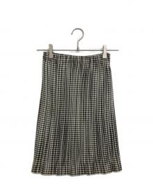ISSEY MIYAKE（イッセイミヤケ）の古着「ギンガムチェックプリーツスカート」｜ブラック×ベージュ