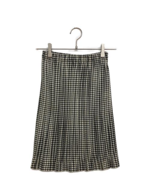 ISSEY MIYAKE（イッセイミヤケ）ISSEY MIYAKE (イッセイミヤケ) ギンガムチェックプリーツスカート ブラック×ベージュ サイズ:SIZE Mの古着・服飾アイテム