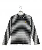 CDGシーディージー）の古着「LONG SLEEVED T-SHIRT WITH EMBLEM　SJ-T010」｜ホワイト×ネイビー