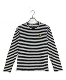 CDG（シーディージー）の古着「LONG SLEEVED T-SHIRT WITH EMBLEM　SJ-T010」｜ホワイト×ネイビー