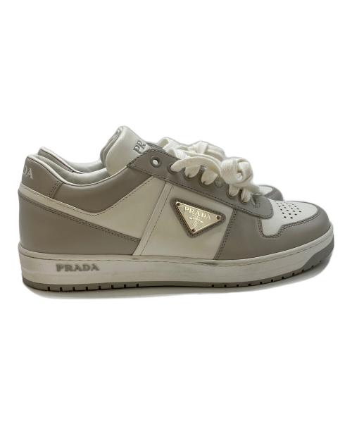 PRADA（プラダ）PRADA (プラダ) ダウンタウン レザー スニーカー 2EE364 ホワイト×グレー サイズ:SIZE 5 1/2の古着・服飾アイテム