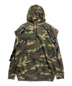 CELINEセリーヌ）の古着「BANDS HOODIE/レイヤードデザインカモフラパーカー 2Y85A885M」｜カーキ