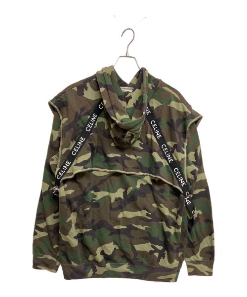 CELINE（セリーヌ）CELINE (セリーヌ) BANDS HOODIE/レイヤードデザインカモフラパーカー 2Y85A885M カーキ サイズ:SIZE XSの古着・服飾アイテム