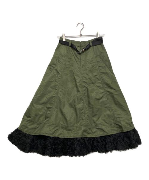 MAISON SPECIAL（メゾンスペシャル）MAISON SPECIAL (メゾンスペシャル) Belted 2way Flower Hem Volume Skirt カーキ サイズ:SIZE38 未使用品の古着・服飾アイテム