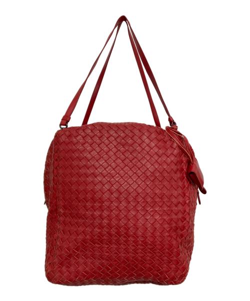 BOTTEGA VENETA（ボッテガベネタ）BOTTEGA VENETA (ボッテガベネタ) イントレチャートワンショルダーバッグ レッド サイズ:実寸参照の古着・服飾アイテム