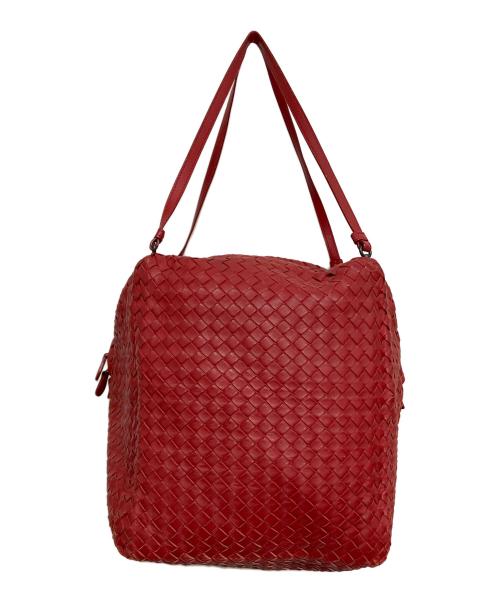 BOTTEGA VENETA（ボッテガベネタ）BOTTEGA VENETA (ボッテガベネタ) イントレチャートワンショルダーバッグ レッド サイズ:実寸参照の古着・服飾アイテム