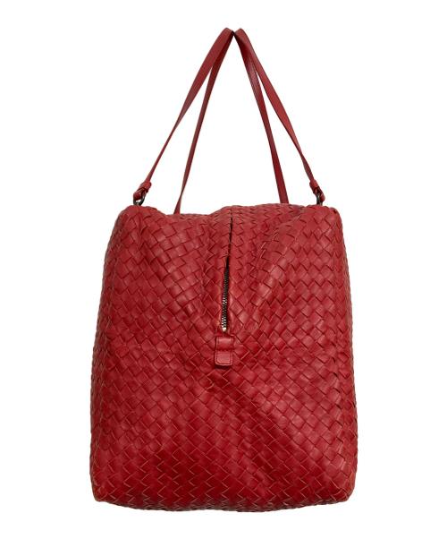 BOTTEGA VENETA（ボッテガベネタ）BOTTEGA VENETA (ボッテガベネタ) イントレチャートワンショルダーバッグ レッド サイズ:実寸参照の古着・服飾アイテム