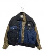 FenG CHen WANGフェンチェンワン）の古着「FCW DECONSTRUCTED NYLON PANELLED JACKET　FMF14JK32」｜カーキ×ネイビー