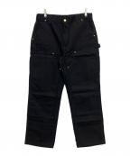 CarHarttカーハート）の古着「DOUBLE FRONT WORK DUNGAREE/ダブルニーワークパンツ」｜ブラック
