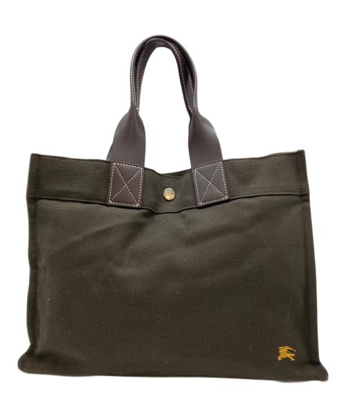 BURBERRY BLUE LABEL（バーバリー ブルー レーベル）BURBERRY BLUE LABEL (バーバリー ブルー レーベル) ホースロゴキャンバスハンドバッグ ブラウン サイズ:実寸参照の古着・服飾アイテム