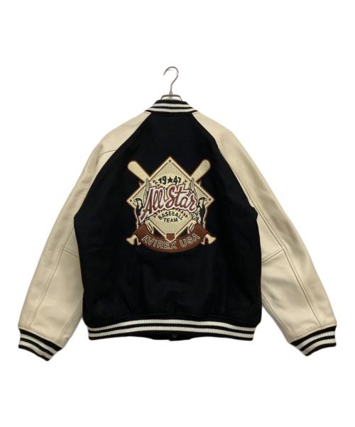 AVIREX（アヴィレックス）AVIREX (アヴィレックス) 2TONE VARSITY JACKET ALL STARS 2トーン ヴァーシティ ジャケット オールスターズ 6122113 ブラック サイズ:2XLの古着・服飾アイテム