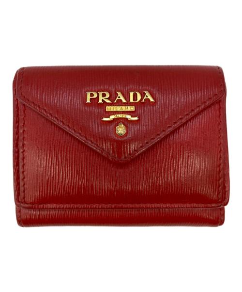 PRADA（プラダ）PRADA (プラダ) 3つ折り財布 1MH021 レッド サイズ:実寸サイズをご参照くださいの古着・服飾アイテム