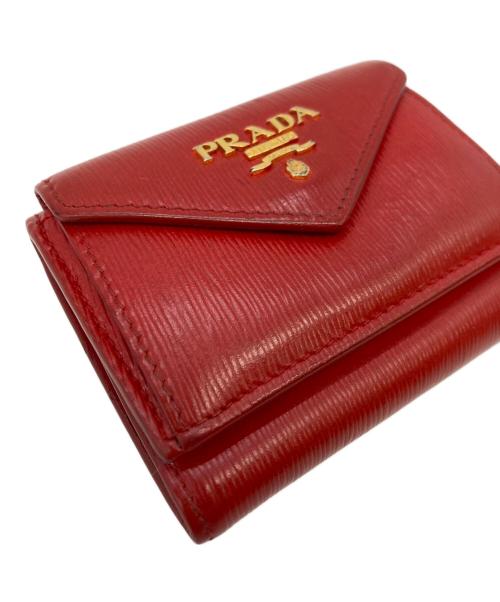 PRADA（プラダ）PRADA (プラダ) 3つ折り財布 1MH021 レッド サイズ:実寸サイズをご参照くださいの古着・服飾アイテム