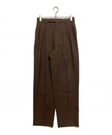 AURALEE（オーラリー）の古着「Hard Twist Wool Panama Stripe Slacks　A23SP04WP」｜ブラウン