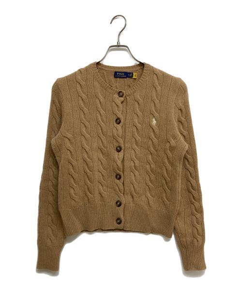 POLO RALPH LAUREN（ポロ・ラルフローレン）POLO RALPH LAUREN (ポロ・ラルフローレン) カシミヤ混 ケーブルニットカーディガン ブラウン サイズ:SIZE Mの古着・服飾アイテム