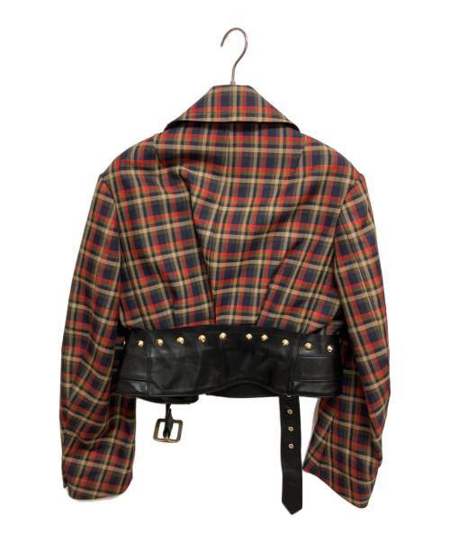 KOLOR（カラー）KOLOR (カラー) 再構築ウールダブルライダースジャケット 20SCL-J01105 レッド サイズ:SIZE 2の古着・服飾アイテム