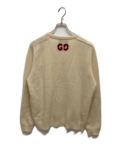 GUCCI（グッチ）GUCCI (グッチ) ダブルG Vネック ケーブル ニット 545684 ベージュ サイズ:XLの古着・服飾アイテム