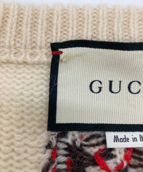 GUCCI（グッチ）GUCCI (グッチ) ダブルG Vネック ケーブル ニット 545684 ベージュ サイズ:XLの古着・服飾アイテム