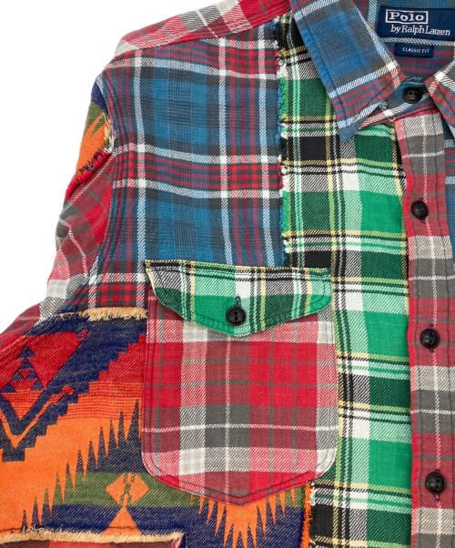POLO RALPH LAUREN（ポロ・ラルフローレン）POLO RALPH LAUREN (ポロ・ラルフローレン) CLASSIC FIT PATCHWORK SHIRT/クラシックフィットパッチワークシャツ マルチカラー サイズ:XLの古着・服飾アイテム