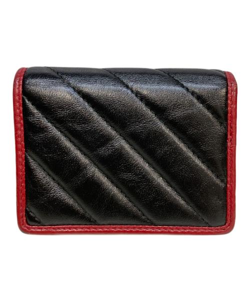 GUCCI（グッチ）GUCCI (グッチ) 3つ折り財布　573811 ブラック・レッド サイズ:実寸サイズを参照くださいの古着・服飾アイテム