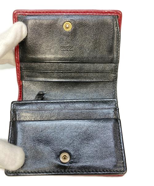 GUCCI（グッチ）GUCCI (グッチ) 3つ折り財布　573811 ブラック・レッド サイズ:実寸サイズを参照くださいの古着・服飾アイテム