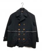 BLACK COMME des GARCONSブラックコムデギャルソン）の古着「エステル厚ギャバ Pコート 1P-C004」｜ブラック