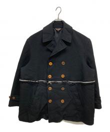 BLACK COMME des GARCONS（ブラックコムデギャルソン）の古着「エステル厚ギャバ Pコート 1P-C004」｜ブラック