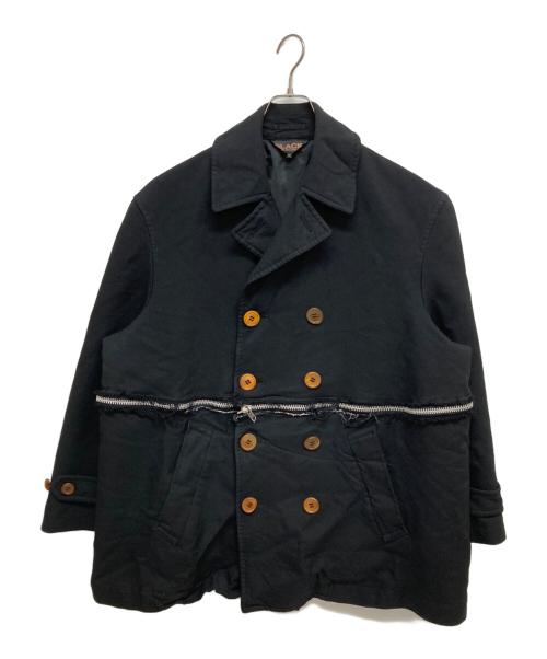 BLACK COMME des GARCONS（ブラックコムデギャルソン）BLACK COMME des GARCONS (ブラックコムデギャルソン) エステル厚ギャバ Pコート 1P-C004 ブラック サイズ:Sの古着・服飾アイテム