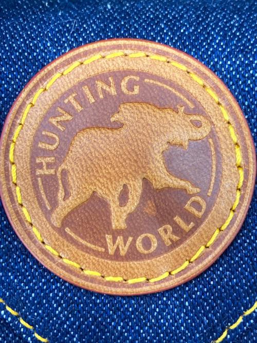 HUNTING WORLD（ハンティングワールド）HUNTING WORLD (ハンティングワールド) Wrangler (ラングラー) デニム レザー キャリーオール ショルダーバッグ インディゴ×ブラウン サイズ:実寸参照の古着・服飾アイテム