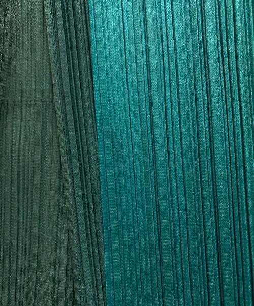 PLEATS PLEASE（プリーツプリーズ）PLEATS PLEASE (プリーツプリーズ) ダブルカラーロングカーディガン プリーツ PP21-JA542 グリーン サイズ:SIZE 2の古着・服飾アイテム