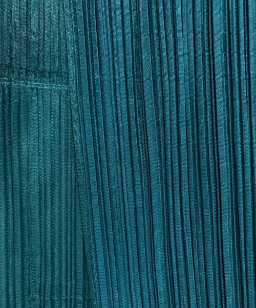 PLEATS PLEASE（プリーツプリーズ）PLEATS PLEASE (プリーツプリーズ) ダブルカラーロングカーディガン プリーツ PP21-JA542 グリーン サイズ:SIZE 2の古着・服飾アイテム