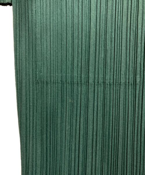 PLEATS PLEASE（プリーツプリーズ）PLEATS PLEASE (プリーツプリーズ) ダブルカラーロングカーディガン プリーツ PP21-JA542 グリーン サイズ:SIZE 2の古着・服飾アイテム