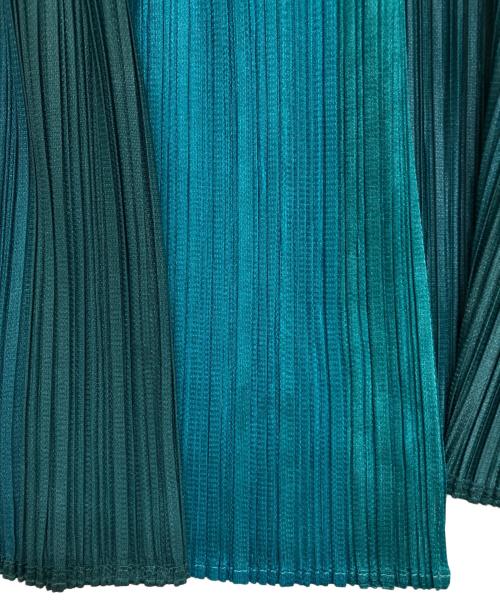 PLEATS PLEASE（プリーツプリーズ）PLEATS PLEASE (プリーツプリーズ) ダブルカラーロングカーディガン プリーツ PP21-JA542 グリーン サイズ:SIZE 2の古着・服飾アイテム