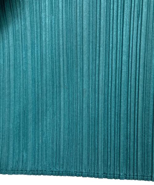 PLEATS PLEASE（プリーツプリーズ）PLEATS PLEASE (プリーツプリーズ) ダブルカラーロングカーディガン プリーツ PP21-JA542 グリーン サイズ:SIZE 2の古着・服飾アイテム