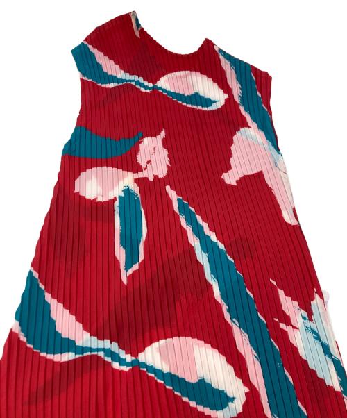 ISSEY MIYAKE（イッセイミヤケ）ISSEY MIYAKE (イッセイミヤケ) Vigor Pleats Pleated Dresses IM43FH115 ブルー×レッド サイズ:SIZE2の古着・服飾アイテム
