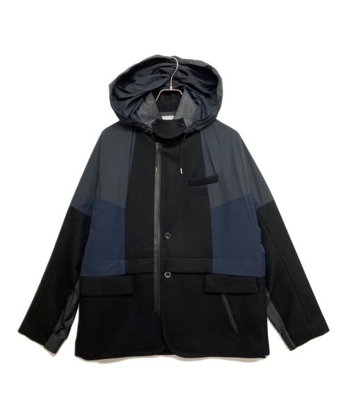 sacai（サカイ）sacai (サカイ) Wool Melton Jacket 再構築 ドッキングウールメルトンジャケット 21-02617M ネイビー サイズ:SIZE 2の古着・服飾アイテム