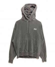 WIND AND SEA（ウィンダンシー）の古着「PALM TREE PATCHWORK HOODED SWEAT SHIRT　WDS-O-PTR-26-Q2-CS-01」｜グレー