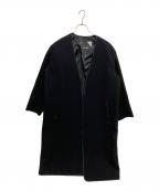 ATON×TOMORROW LANDエイトン×トゥモローランド）の古着「別注ウールメルトンノーカラーコート　SC.AG.BW.6971」｜ブラック