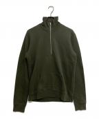 Maison Margielaメゾンマルジェラ）の古着「エルボーパッチハーフジップスウェット　50GU003425279」｜グリーン