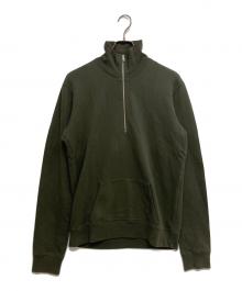 Maison Margiela（メゾンマルジェラ）の古着「エルボーパッチハーフジップスウェット　50GU003425279」｜グリーン