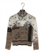 Mame Kurogouchiマメクロゴウチ）の古着「Nature Pattern Sheer Knitted High Neck Top MM25SS-KN062」｜ベージュ