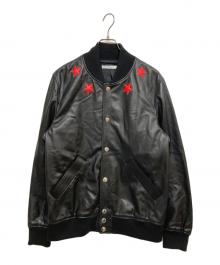 GIVENCHY（ジバンシィ）の古着「スターパッチラムレザージャケット　17S 0320 444」｜ブラック