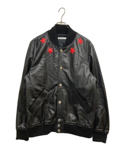 GIVENCHY（ジバンシィ）GIVENCHY (ジバンシィ) スターパッチラムレザージャケット　17S 0320 444 ブラック サイズ:SIZE52の古着・服飾アイテム