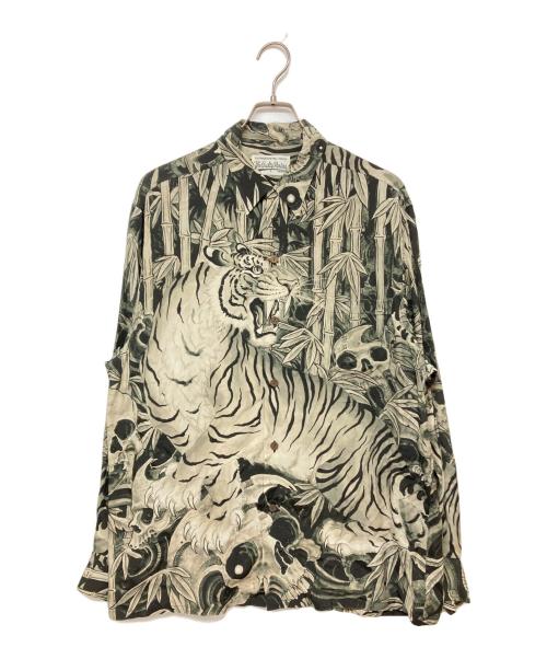 WACKO MARIA（ワコマリア）WACKO MARIA (ワコマリア) TIM LEHI (ティム リーハイ) L/S HAWAIIAN SHIRT (TYPE-1)  23FW-WMS-HI01 ブラック×ベージュ サイズ:SIZE Mの古着・服飾アイテム