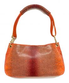 BOTTEGA VENETA（ボッテガベネタ）の古着「ヴィンテージリザードレザーショルダーバッグ」｜オレンジ