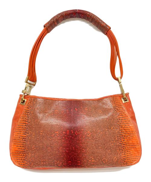 BOTTEGA VENETA（ボッテガベネタ）BOTTEGA VENETA (ボッテガベネタ) ヴィンテージリザードレザーショルダーバッグ オレンジ サイズ:実寸サイズをご参照ください。の古着・服飾アイテム